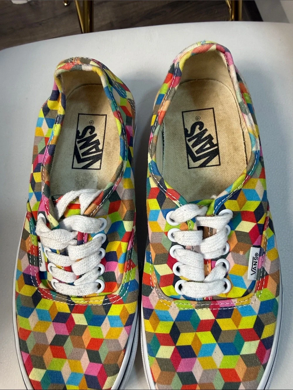Vans Multicolor Geometric Canvas Sneakers in Yellow, Blue, Green, Pink